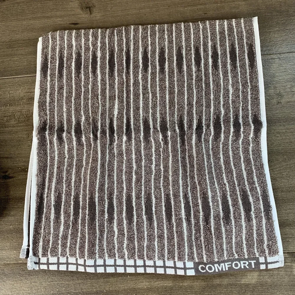 Hand Towels Set Of 2 100% Cotton Striped Pattern Absorbent Soft Decorative Towel